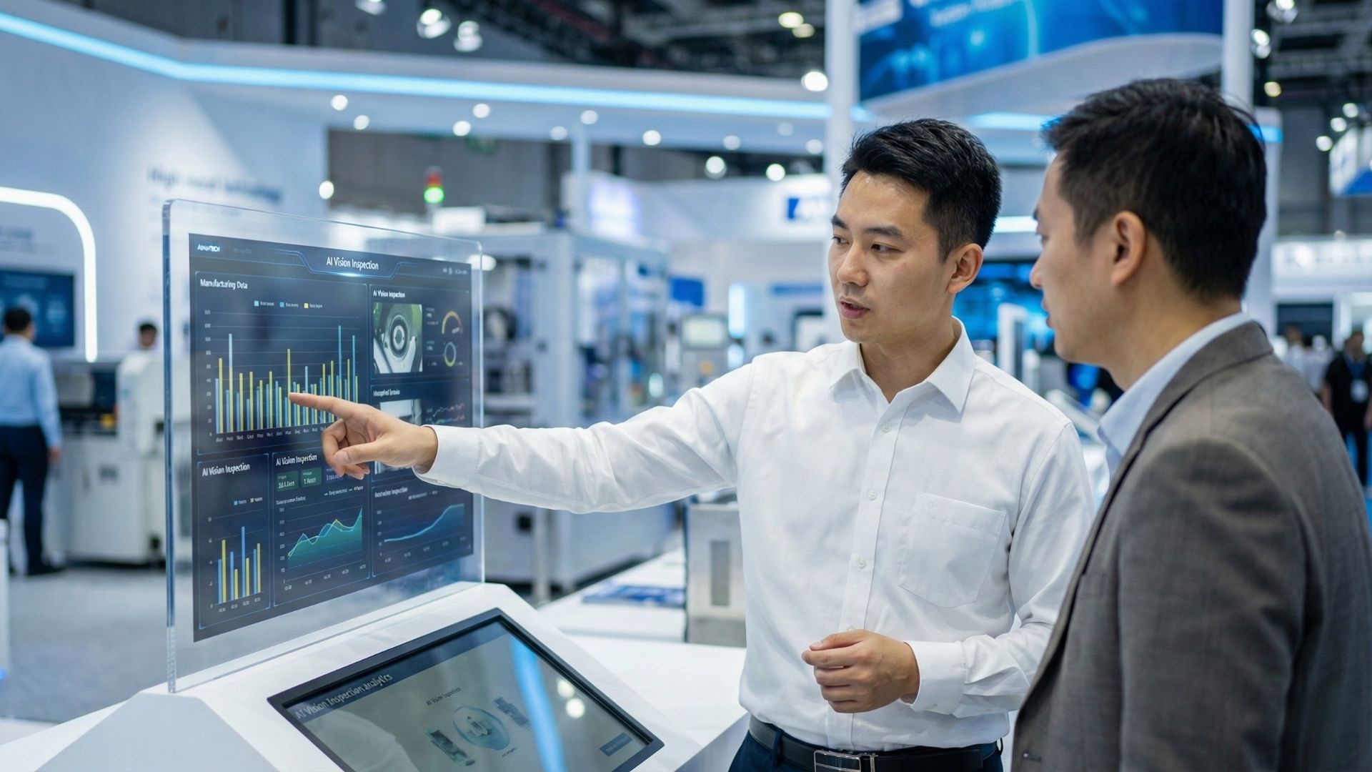 昇捷頌科技專業技術顧問於展覽現場提供智慧製造諮詢服務，協助企業客戶優化產線效能。